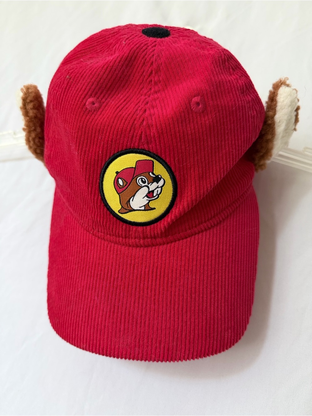 Buc-ee’s Red Corduroy Beaver Ears Baseball Cap Kids